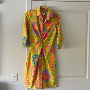 Gretchen Scott multi colored cinched waist dress